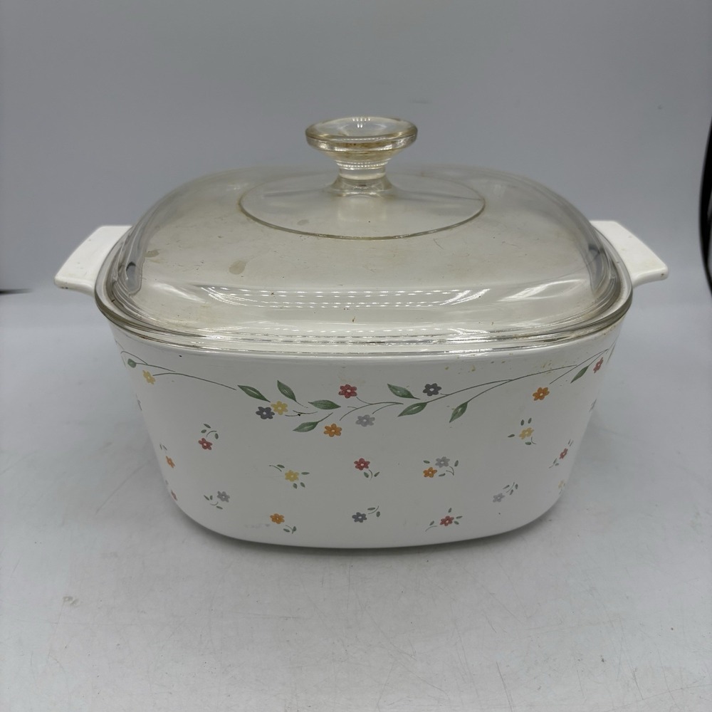 Corning Ware Casserole Dish Pan English Meadow 3 Quart A-3-B w Glass Lid Vintag